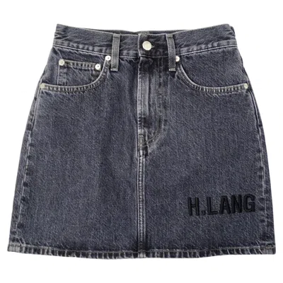 Pre-owned Helmut Lang Dark Grey Wash Embroidered Denim Mini Skirt In Gray