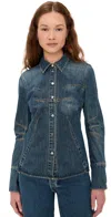 Helmut Lang Darted Apex Denim Shirt Tinted Vintage In Blue