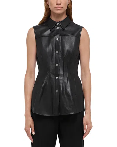 Helmut Lang Leather Waisted Dart Shirt In Black