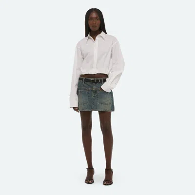 Helmut Lang Denim Mini Skirt In Gray