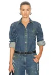 Helmut Lang Shirt Jacket In Mid Indigo Painter