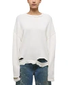 Helmut Lang Distressed Oversize Sweater In White
