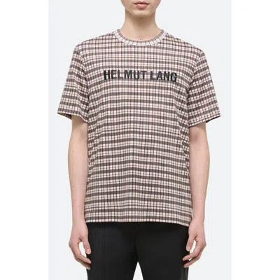 Helmut Lang Men's Check T-shirt With Embroidered Logo In Mini Digital Check Red
