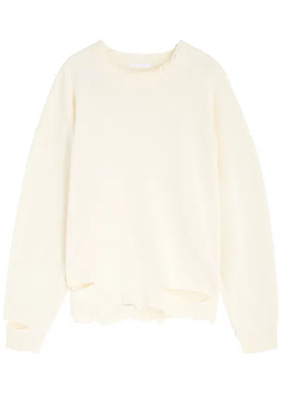 Helmut Lang Sweatshirt Aus Baumwollfrottee In Elfenbein