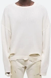 Helmut Lang Men's Distressed Crew Sweater In Ivory - C05