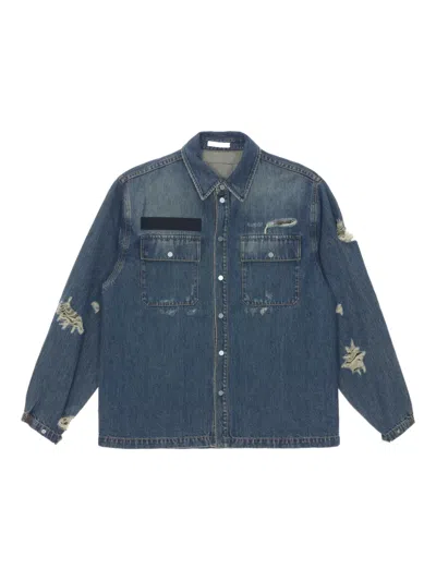 Helmut Lang Distressed Denim Jacket In Blue