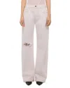 Helmut Lang Distressed High Rise Bootcut Jeans In Matte White In White
