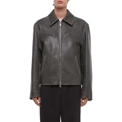 Helmut Lang Distressed Leather Jacket In Black