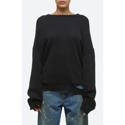 Helmut Lang Distressed Oversize Sweater In Black