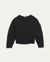 Helmut Lang Distressed Ribbed Crewneck Sweater In Black