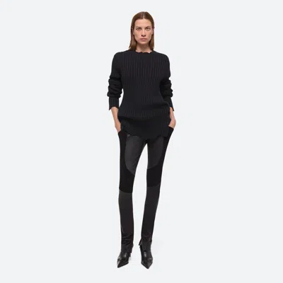 Helmut Lang Distressed Ribbed Sweater In Black