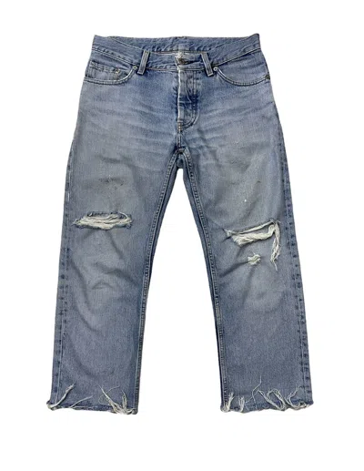 Pre-owned Helmut Lang Distressed Sanded Denim Cut Off In Blue