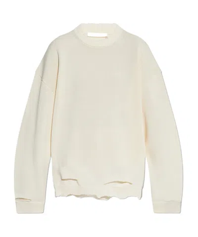 Helmut Lang Pullover Aus Einer Baumwollmischung In Distressed-optik In Metallic