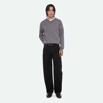 Helmut Lang Helmut Land Slim Fit Distressed V Neck Classic Cotton Sweater In Gray