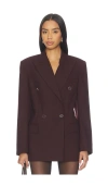 Helmut Lang Double Breasted Belt Blazer In Brown