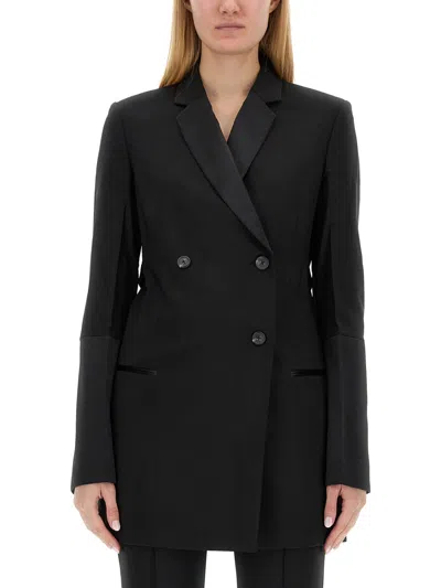 Helmut Lang Double-breasted Tuxedo Blazer In Black