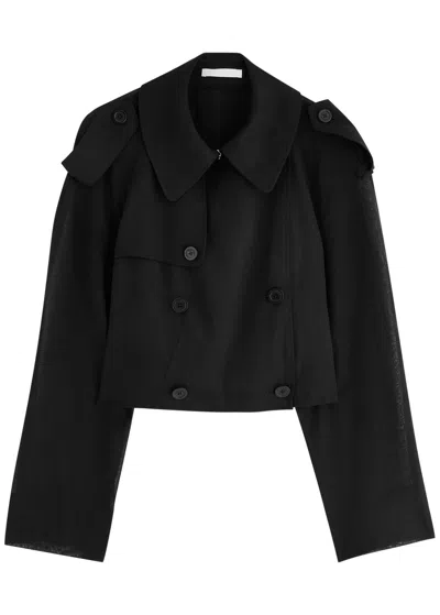 Helmut Lang Double-breasted Wool-blend Trench Coat In Black