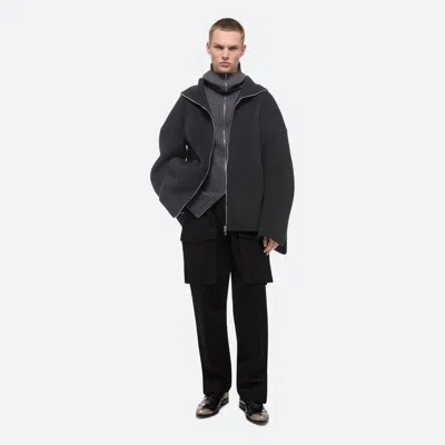 Helmut Lang Double-faced Cocoon Zip-up In Dark Charcoal