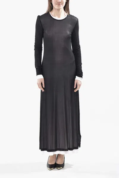 Helmut Lang Double Layer Long Dress In Black