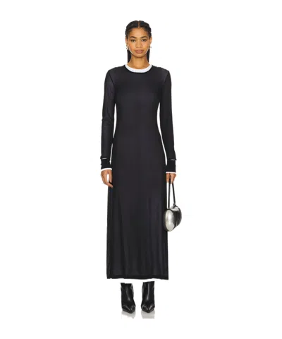 Helmut Lang Mehrlagiges Maxikleid Aus Cupro In Schwarz