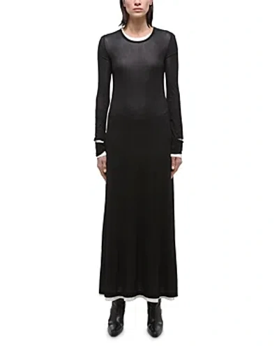 Helmut Lang Mehrlagiges Maxikleid Aus Cupro In Schwarz