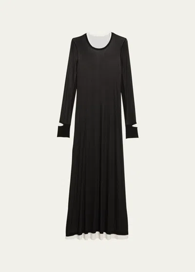 Helmut Lang Double-layer Maxi Dress In Black