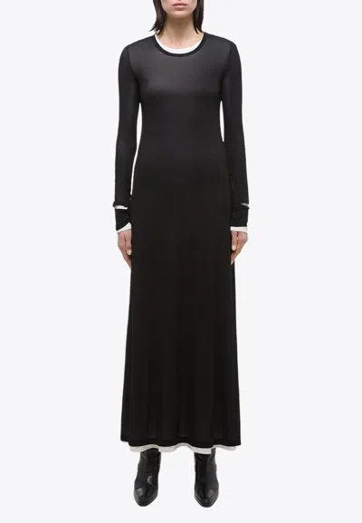 HELMUT LANG DOUBLE-LAYER SLEEVED MAXI DRESS
