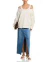 Helmut Lang Double Layer V Neck Woolen Sweater In White