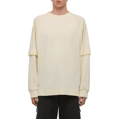 Helmut Lang Double Layer Waffle Stitch Top In White