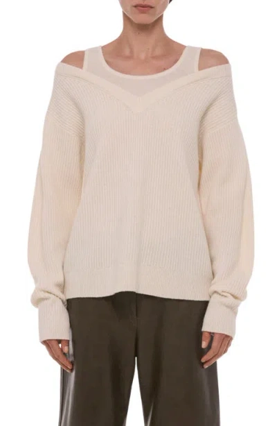 Helmut Lang Double Layer Wool Sweater In Gray