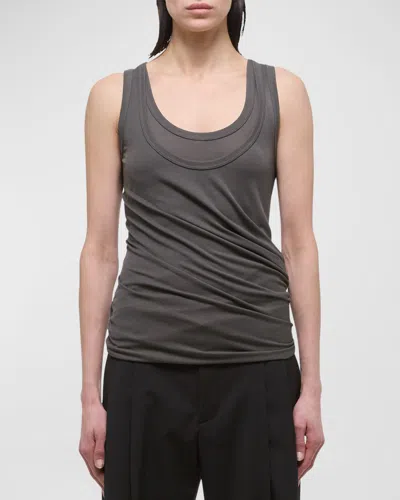 Helmut Lang Double-layered Tank Top In Graphite