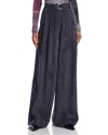 Helmut Lang Double Pleat Wide Leg Belted Pants In Blue