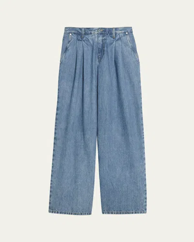 Helmut Lang Double Pleated Baggy Jeans In Blue
