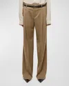 Helmut Lang Double Pleated Pants In Latte