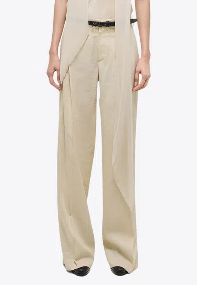 HELMUT LANG DOUBLE-PLEATED STRAIGHT-LEG PANTS