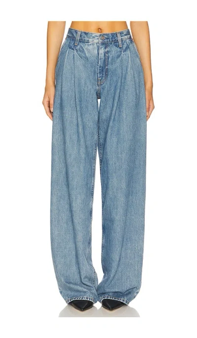 Helmut Lang Double Pleated Wide Leg In Blue