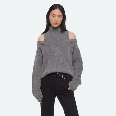 Helmut Lang Double-layer Cable Sweater In Gray
