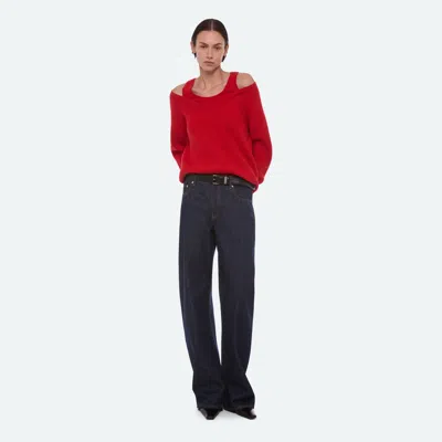 Helmut Lang Double-layer V-neck Sweater In Red