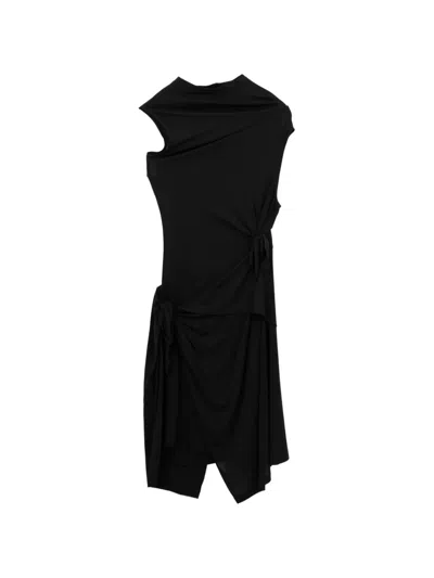 Helmut Lang Draped Asymmetric Dress In Black