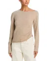 Helmut Lang Draped Asymmetric Wool Top In Brown