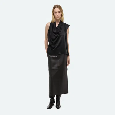 Helmut Lang Draped Cowl Top In Black