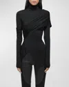 Helmut Lang Ribbed Cotton-blend Shirt In Blk