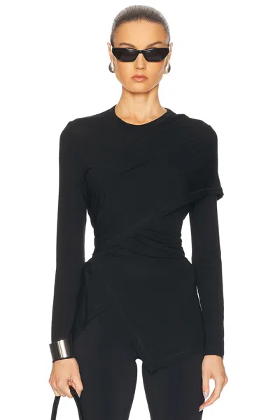 Helmut Lang Draped Long Sleeve Top In Schwarz