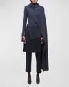 Helmut Lang Draped Rib Sweater In Navy Mlnge