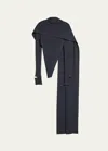 Helmut Lang Draped Rib Sweater In Navy Mlnge