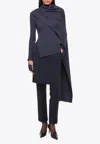 Helmut Lang Draped Rib Sweater In Navy