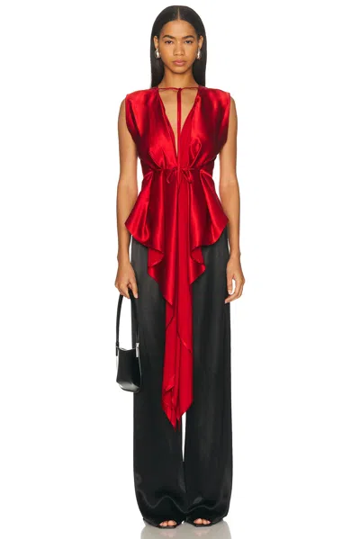Helmut Lang Draped Scarf Top In Red
