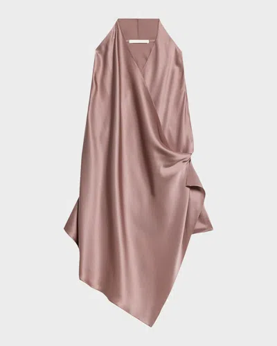 Helmut Lang Drape Sleeveless Silk Top In Pink