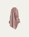 Helmut Lang Draped Silk Cowl-neck Top In Pink
