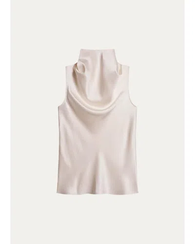 Helmut Lang Draped Sleeveless Silk Top In Neutral